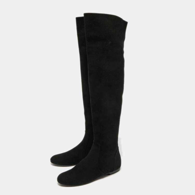 Pre Owned Giuseppe Zanotti Black Suede Knee Length  Boots Size 40