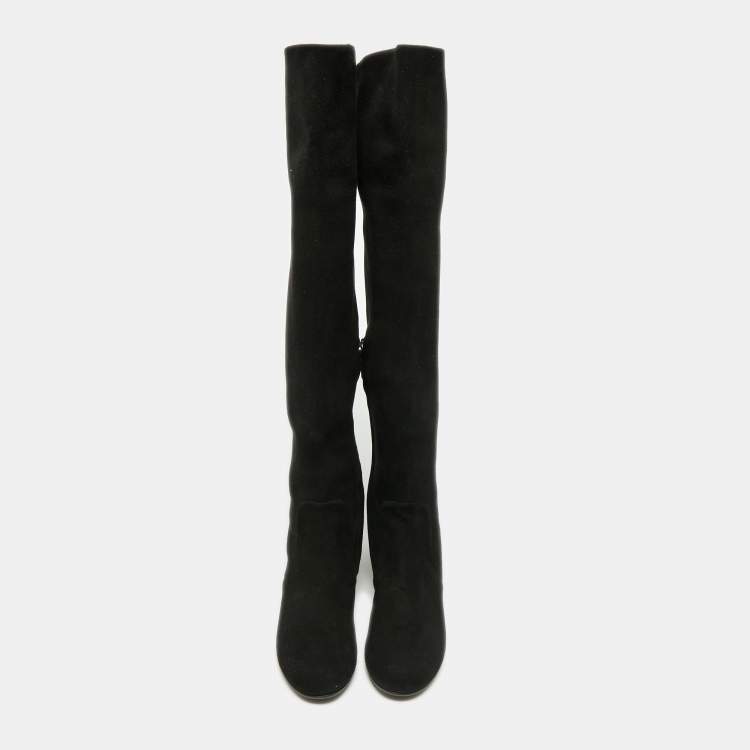 Pre Owned Giuseppe Zanotti Black Suede Knee Length  Boots Size 40