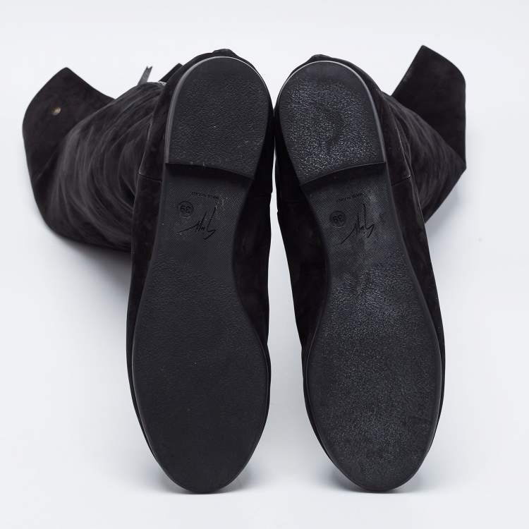 مملوكة مسبقًا Giuseppe Zanotti Black Nubuck Leather Over the Knee Flat Boots Size 39