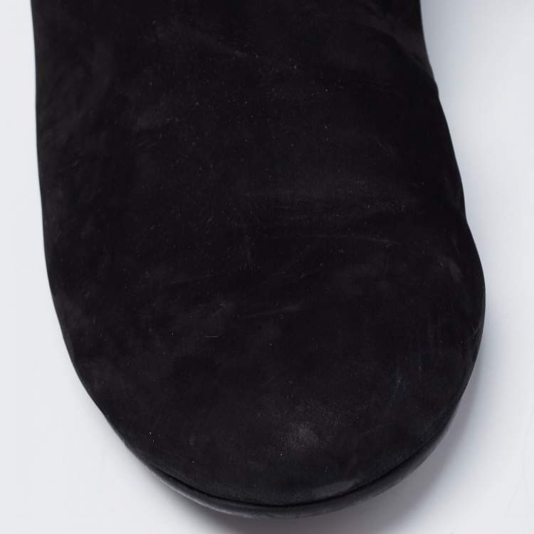 مملوكة مسبقًا Giuseppe Zanotti Black Nubuck Leather Over the Knee Flat Boots Size 39