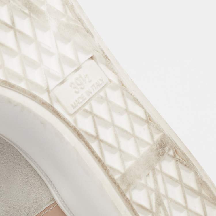 Pre Owned Giuseppe Zanotti Light Grey/Beige Suede And Leather Embellished Wedge Sneakers Size 39.5