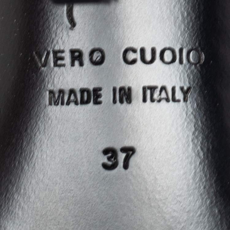 Pre Owned Giuseppe Zanotti Black/White Leather And Suede Crystal Embellished Allen Slingback Sandals Size 37