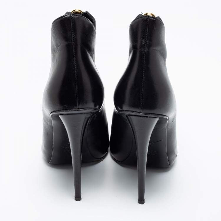 Pre Owned Giuseppe Zanotti Black Leather Peep Toe Ankle Booties Size 41