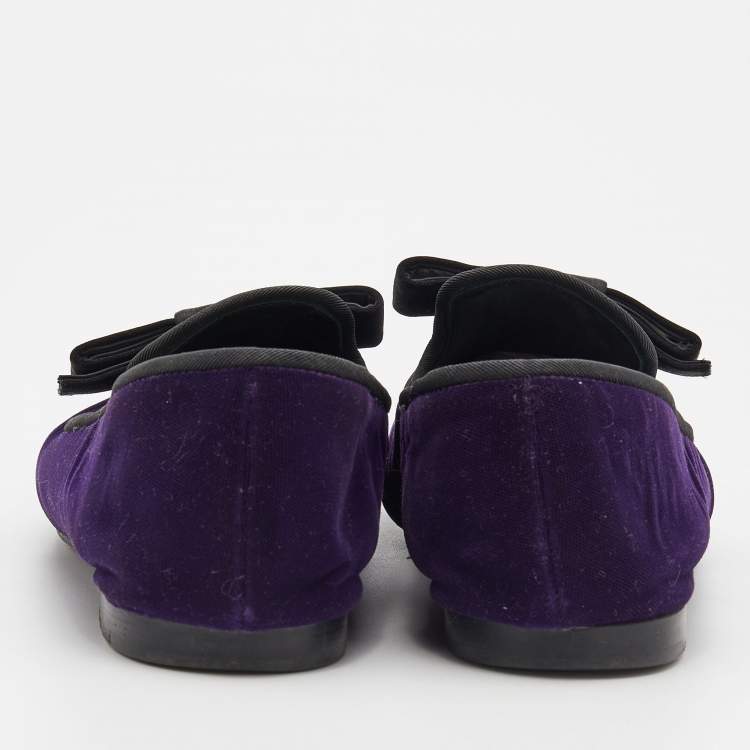 Pre Owned Giuseppe Zanotti Purple Velvet Cap Toe Smoking Slippers Size 39