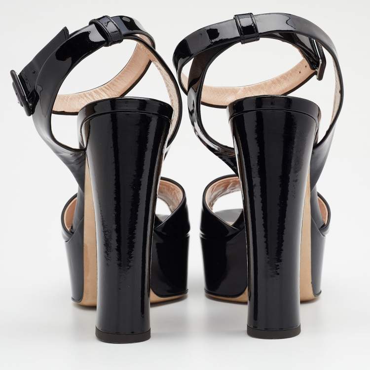 Pre Owned Giuseppe Zanotti Black Patent Leather Betty Platform Ankle Strap Sandals Size 41