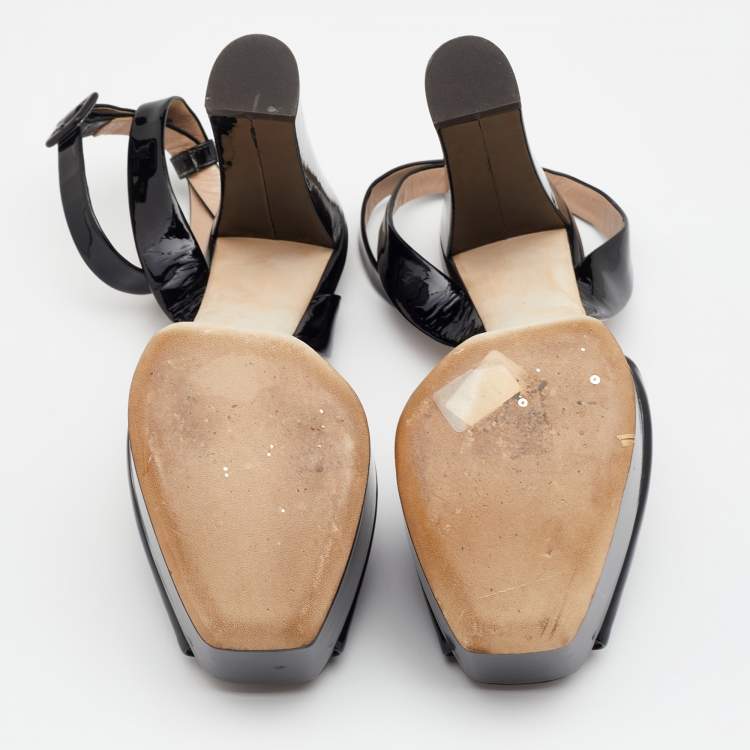 Pre Owned Giuseppe Zanotti Black Patent Leather Betty Platform Ankle Strap Sandals Size 41