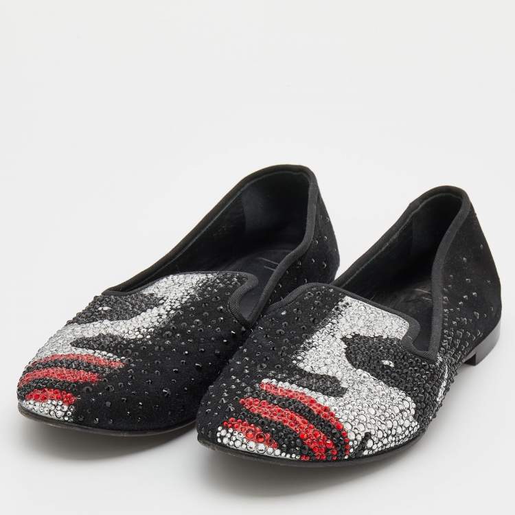 Giuseppe Zanotti Black Suede Crystal Embellished Joker