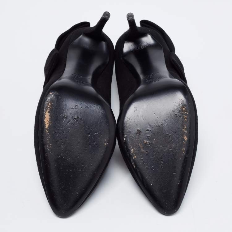 Pre Owned Giuseppe Zanotti Black Suede Bow Detail Pumps Size 38.5