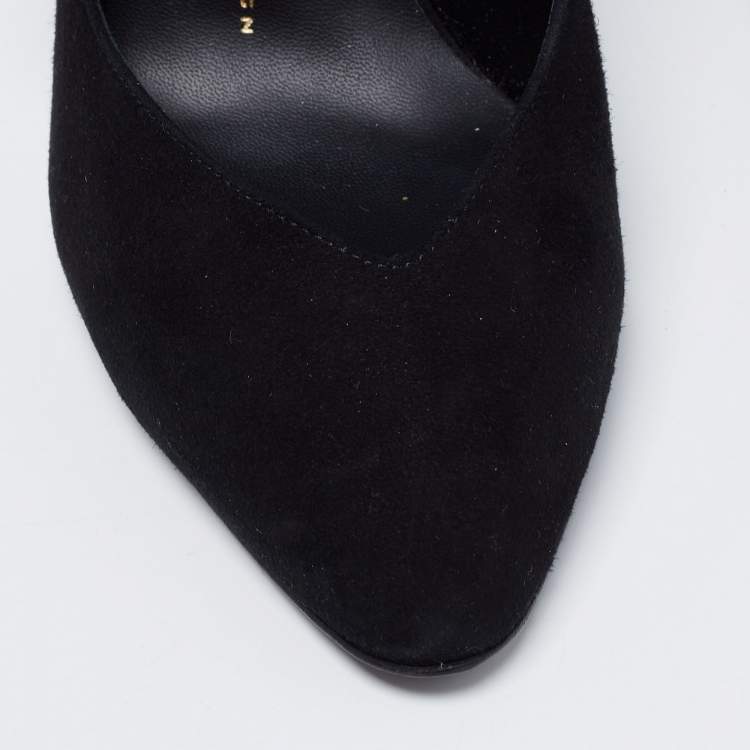 Pre Owned Giuseppe Zanotti Black Suede Bow Detail Pumps Size 38.5