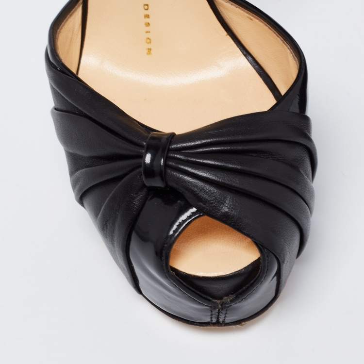 Pre Owned Giuseppe Zanotti Black Patent And Leather Platform Ankle Strap Pumps Size 37.5