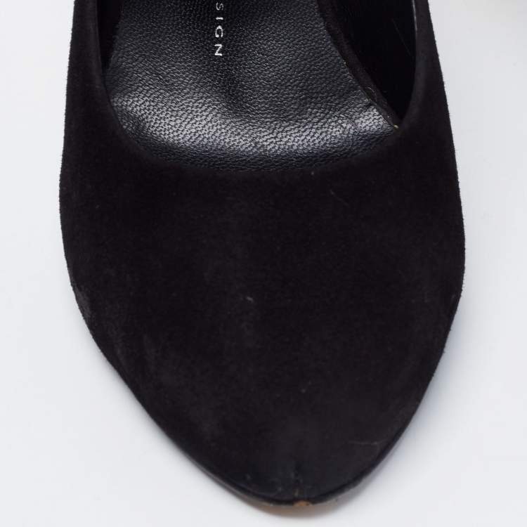 Pre Owned Giuseppe Zanotti Black Suede Metal Heel Platform Pumps Size 39