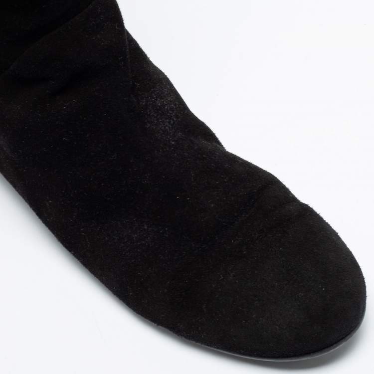 Pre Owned Giuseppe Zanotti Black Suede Knee Length Boots Size 37