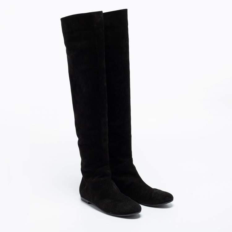 Pre Owned Giuseppe Zanotti Black Suede Knee Length Boots Size 37