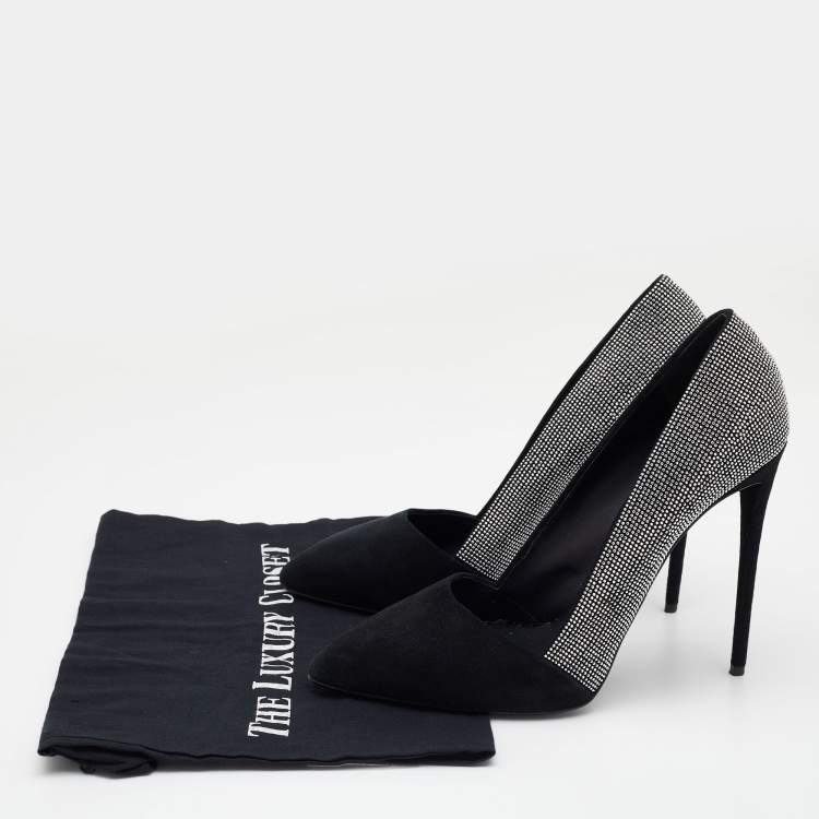 Pre Owned Giuseppe Zanotti Black Studded Suede Pointed Toe Pumps Size 40