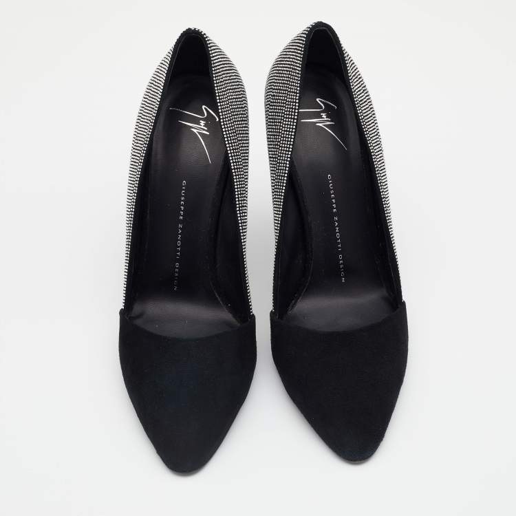 Pre Owned Giuseppe Zanotti Black Studded Suede Pointed Toe Pumps Size 40