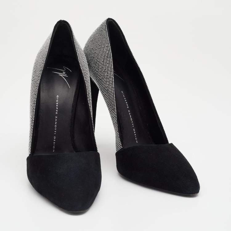 Pre Owned Giuseppe Zanotti Black Studded Suede Pointed Toe Pumps Size 40