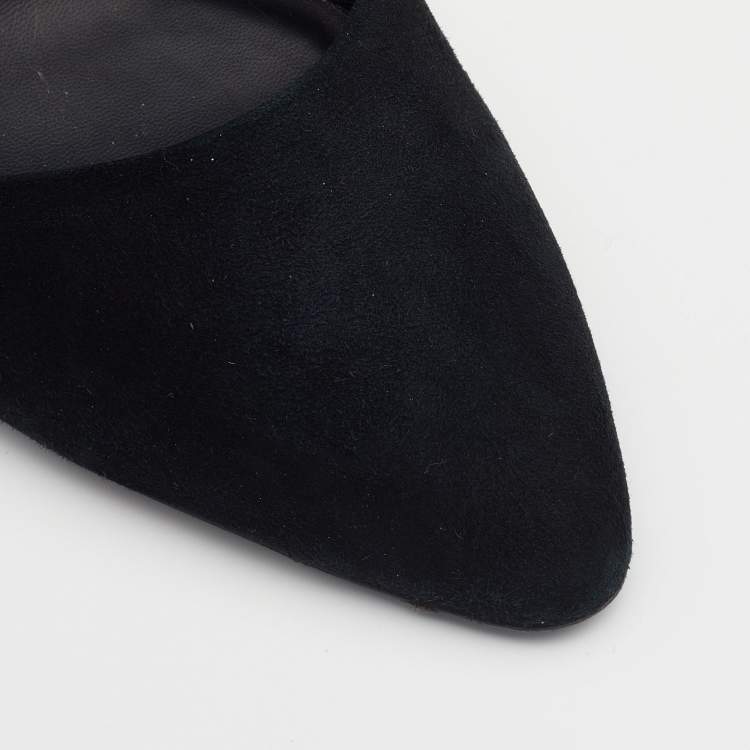 Pre Owned Giuseppe Zanotti Black Studded Suede Pointed Toe Pumps Size 40