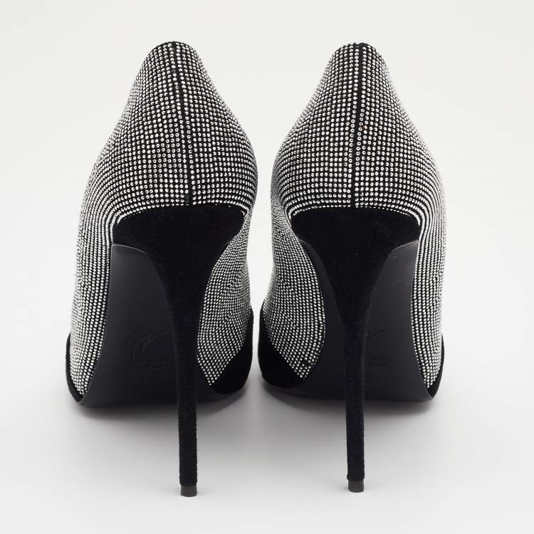 Pre Owned Giuseppe Zanotti Black Studded Suede Pointed Toe Pumps Size 40