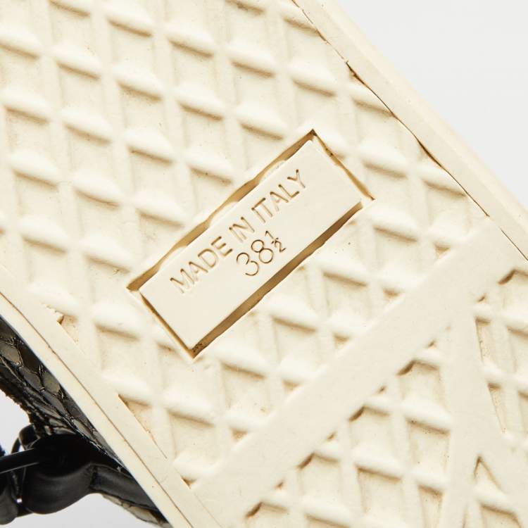 Pre Owned Giuseppe Zanotti Black/Gold Python Embossed Leather Double Zip High Top Sneakers Size 38.5