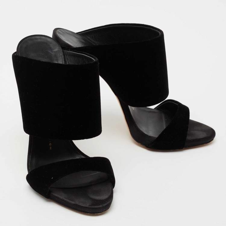 Pre Owned Giuseppe Zanotti Black Velvet Andrea Mules Size 38