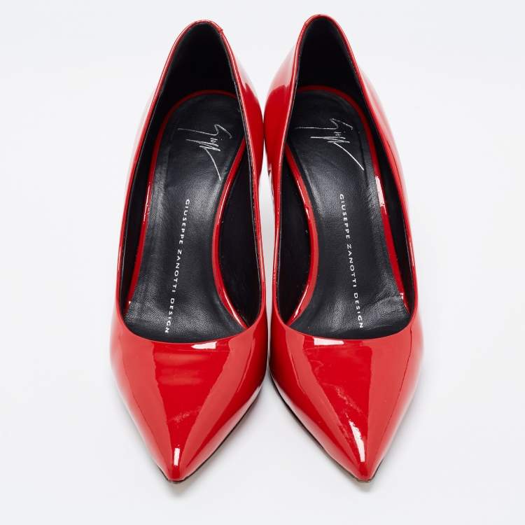 Pre Owned Giuseppe Zanotti Red Patent Leather Pointed Toe Pumps Size 36