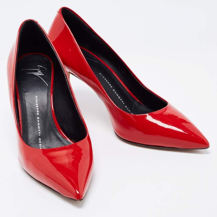 Pre Owned Giuseppe Zanotti Red Patent Leather Pointed Toe Pumps Size 36