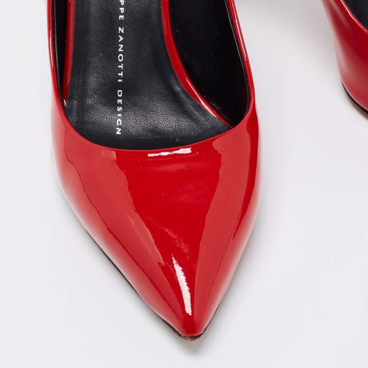 Pre Owned Giuseppe Zanotti Red Patent Leather Pointed Toe Pumps Size 36