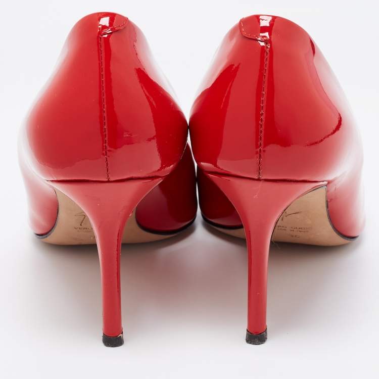 Pre Owned Giuseppe Zanotti Red Patent Leather Pointed Toe Pumps Size 36