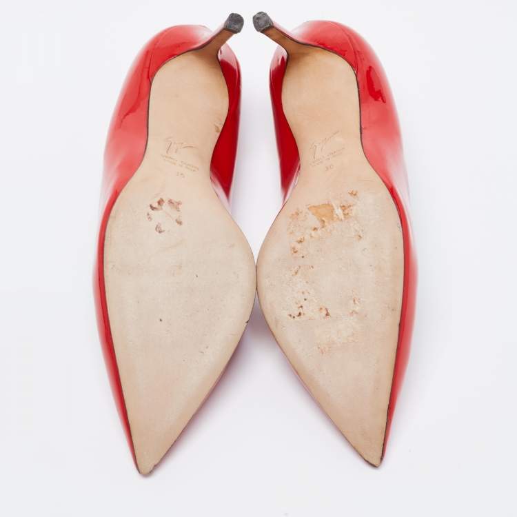 Pre Owned Giuseppe Zanotti Red Patent Leather Pointed Toe Pumps Size 36