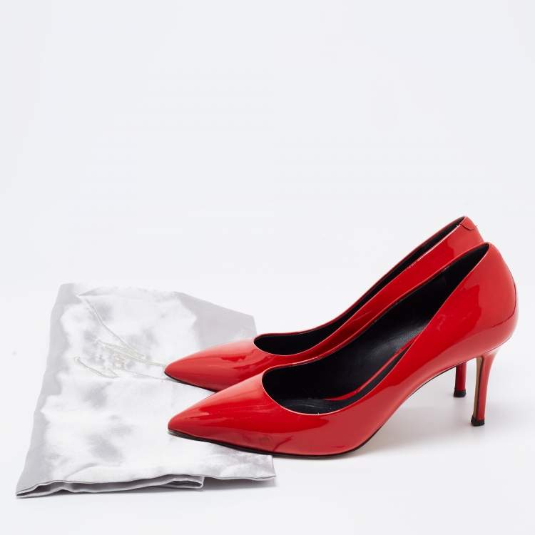 Pre Owned Giuseppe Zanotti Red Patent Leather Pointed Toe Pumps Size 36