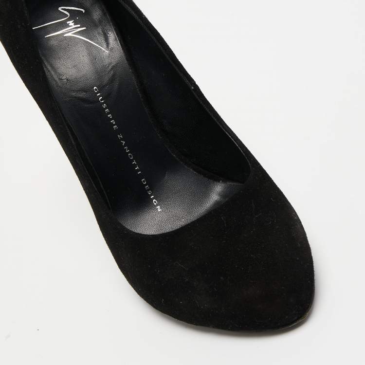 Pre Owned Giuseppe Zanotti Black/Gold Suede Pumps Size 37