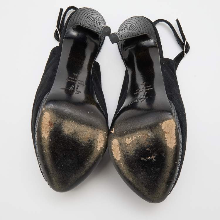 Pre Owned Giuseppe Zanotti Black Suede Sharon Peep Toe Platform Sandals Size 36