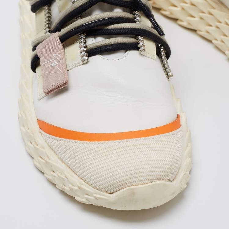 Pre Owned Giuseppe Zanotti White Leather and Mesh Urchin Sneakers Size 38