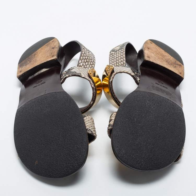 Pre Owned Giuseppe Zanotti Beige/Brown Python Zak Slingback Sandals Size 42