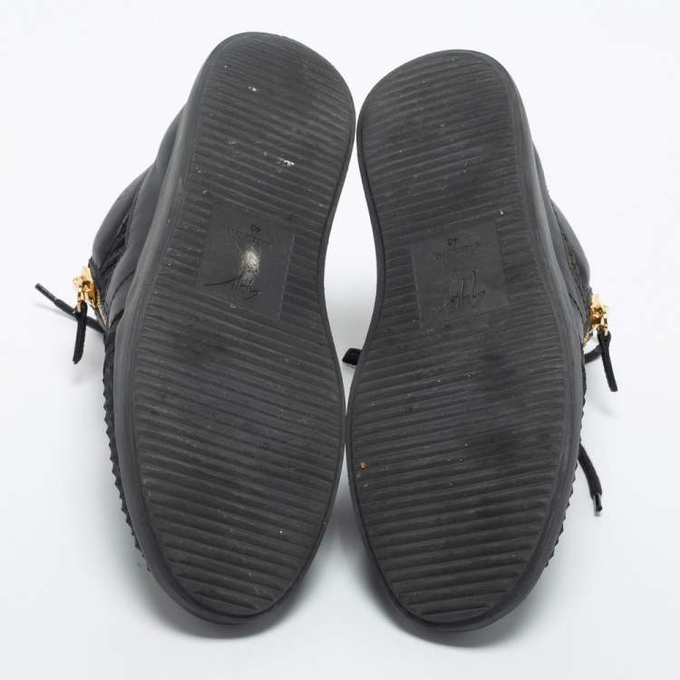 Pre Owned Giuseppe Zanotti Black Suede And Leather Low Top Sneakers Size 40