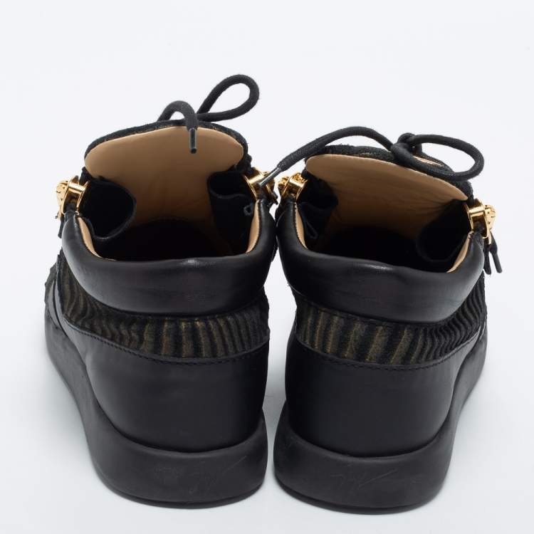 Pre Owned Giuseppe Zanotti Black Suede And Leather Low Top Sneakers Size 40