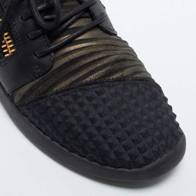 Pre Owned Giuseppe Zanotti Black Suede And Leather Low Top Sneakers Size 40
