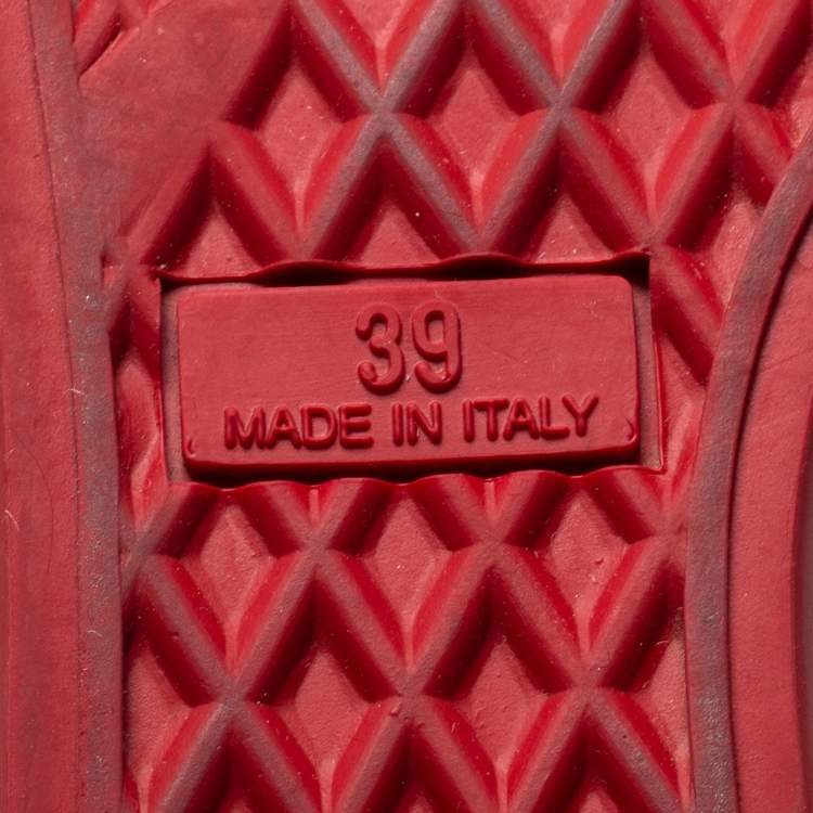 Pre Owned Giuseppe Zanotti Red Leather High Top Wedge Sneakers Size 39