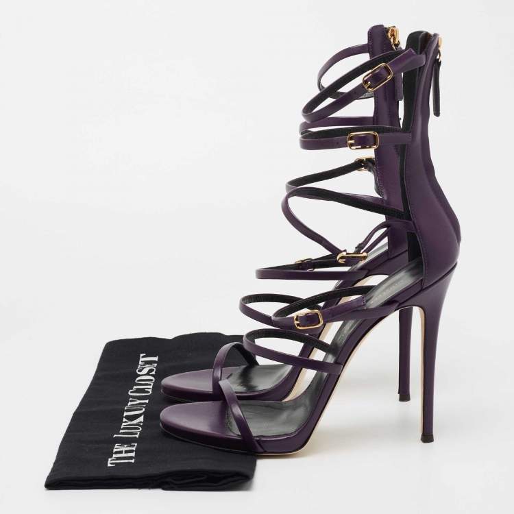 Pre Owned Giuseppe Zanotti Purple Leather Margaret Sandals Size 40