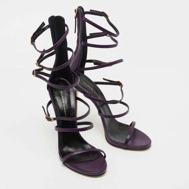 Pre Owned Giuseppe Zanotti Purple Leather Margaret Sandals Size 40