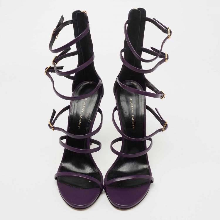 Pre Owned Giuseppe Zanotti Purple Leather Margaret Sandals Size 40