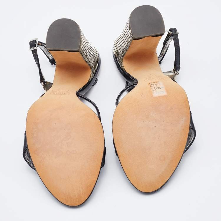 مملوكة مسبقًا Giuseppe Zanotti Black Patent Leather Block Heel Ankle Strap Sandals Size 37