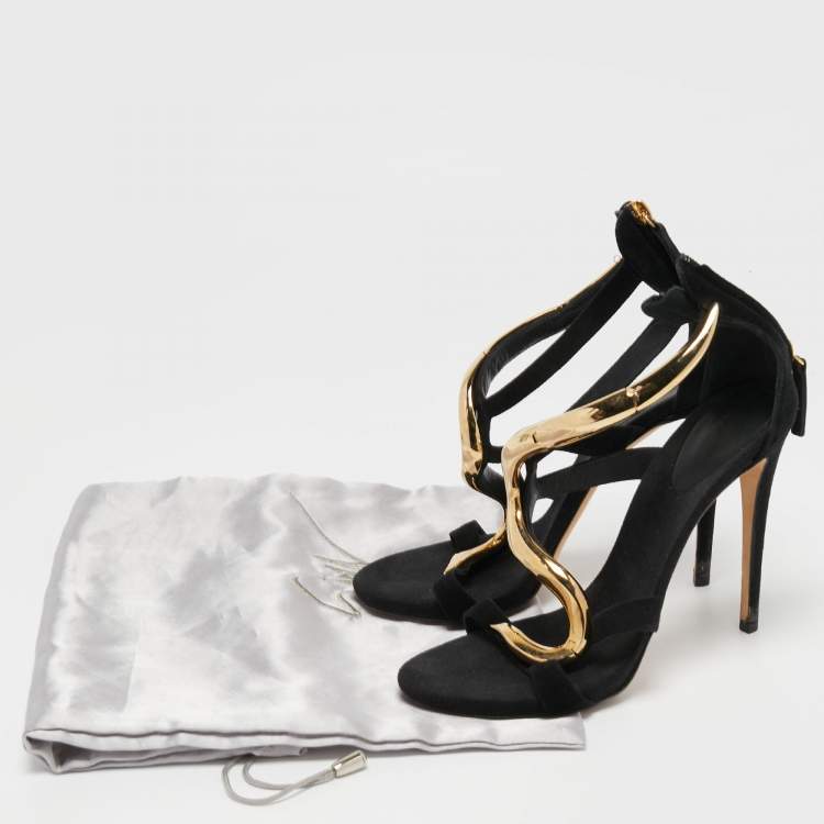 مملوكة مسبقًا Giuseppe Zanotti Black Leather Venere Sandals Size 37.5