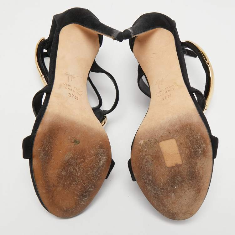 مملوكة مسبقًا Giuseppe Zanotti Black Leather Venere Sandals Size 37.5