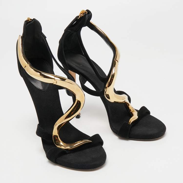 مملوكة مسبقًا Giuseppe Zanotti Black Leather Venere Sandals Size 37.5