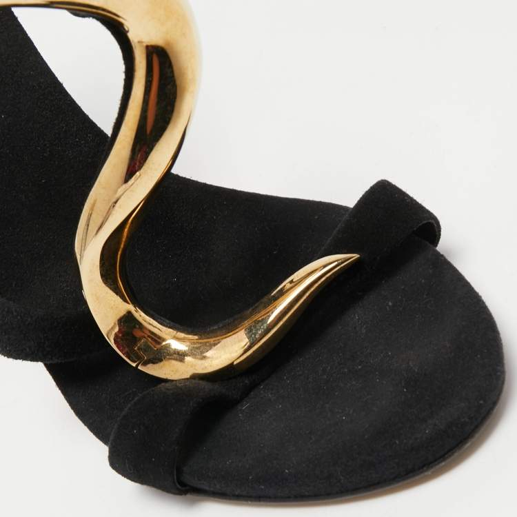 مملوكة مسبقًا Giuseppe Zanotti Black Leather Venere Sandals Size 37.5