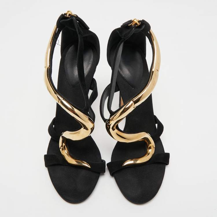 مملوكة مسبقًا Giuseppe Zanotti Black Leather Venere Sandals Size 37.5