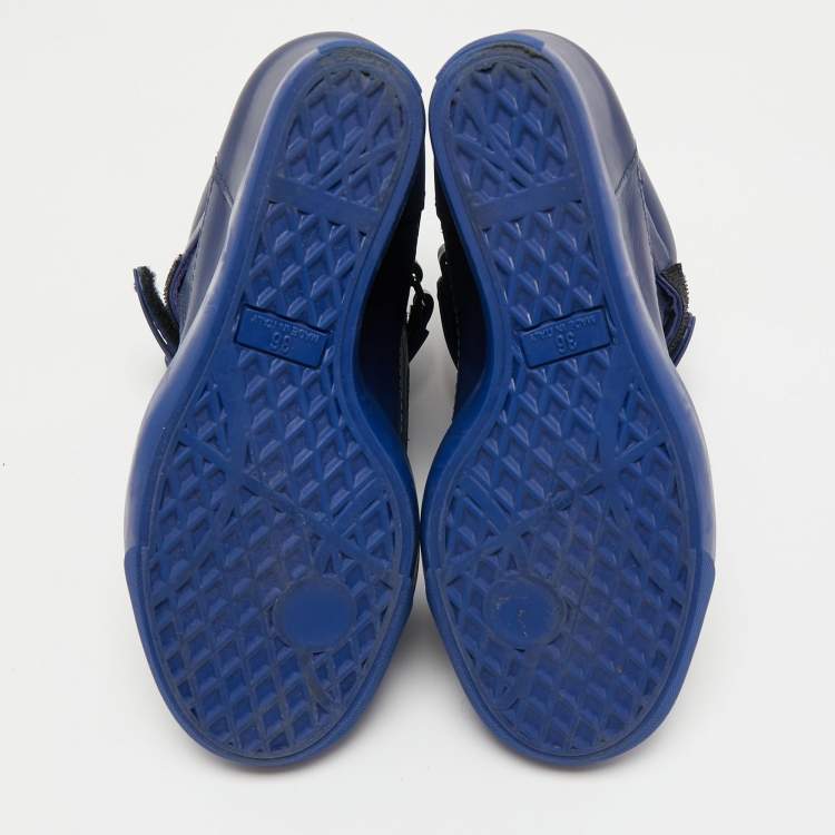 Pre Owned Giuseppe Zanotti Blue Leather Wedges Sneakers Size 36
