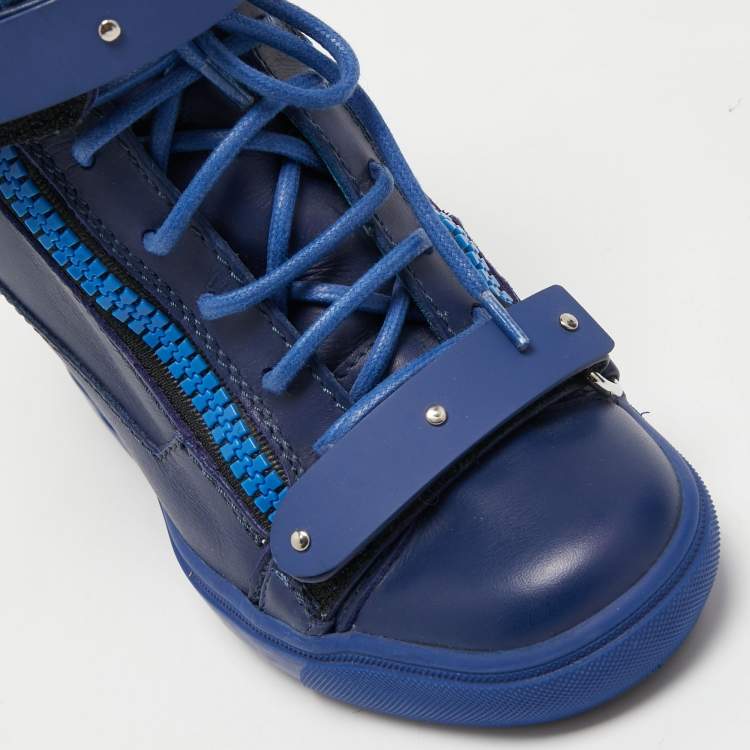 Pre Owned Giuseppe Zanotti Blue Leather Wedges Sneakers Size 36