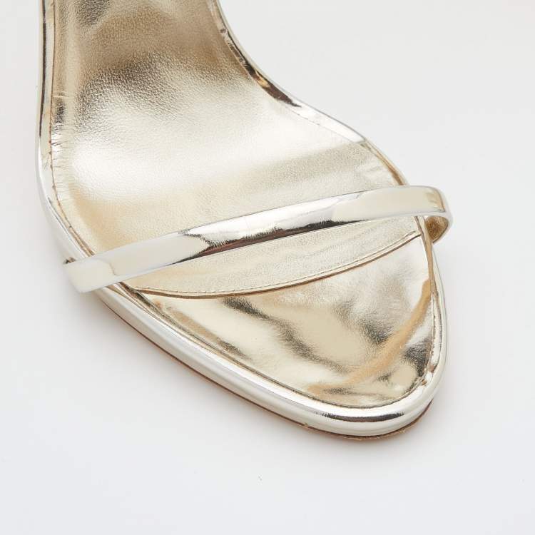 Pre Owned Giuseppe Zanotti Metallic Leather Harmony Ankle Strap Sandals Size 40